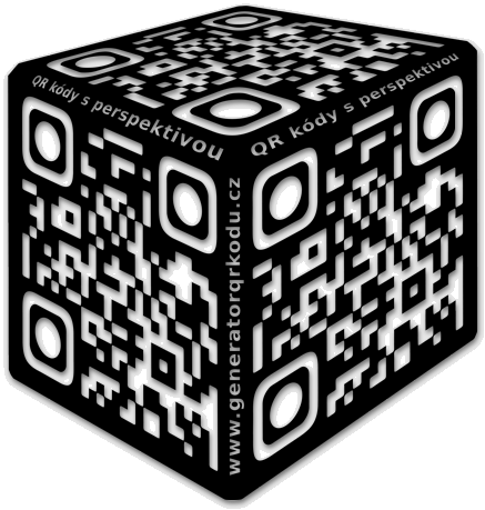  QR kód  krychle cube QR code, QR kód s perspektivou